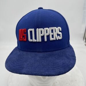 LA Los Angeles Clippers NBA Fitted 7 1/8 Blue / Red Cap RARE Suede Brim